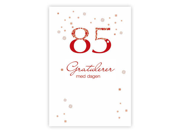 Dobbelt årstallkort 85 år Gratulerer med A6 dobbelt kort
