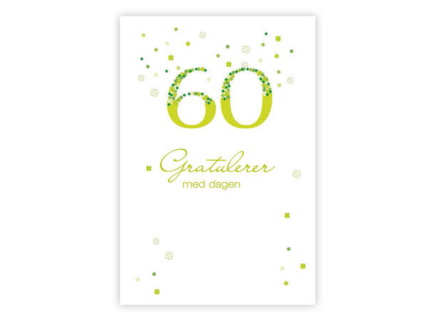 Dobbelt årstallkort 60 år Gratulerer med A6 dobbelt kort