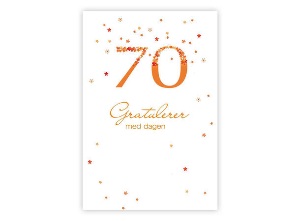 Dobbelt årstallkort 70 år Gratulerer med A6 dobbelt kort