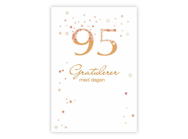 Dobbelt årstallkort 95 år Gratulerer med A6 dobbelt kort